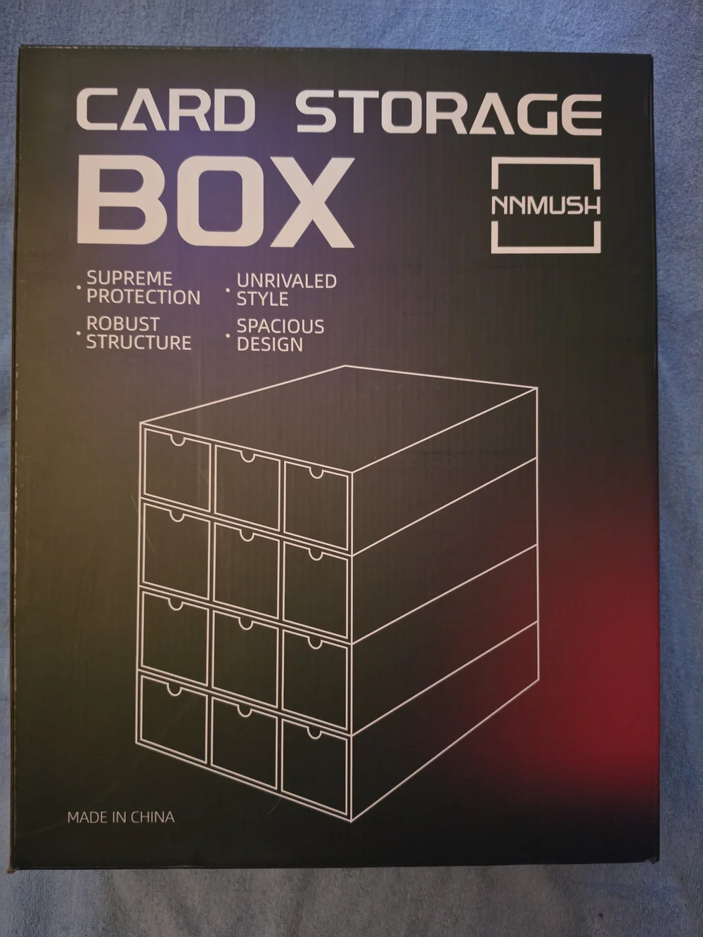 Black Card Storage Box - 12-Drawer Card Organizer